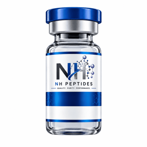 Empty clear glass vial with a blue flip-off cap