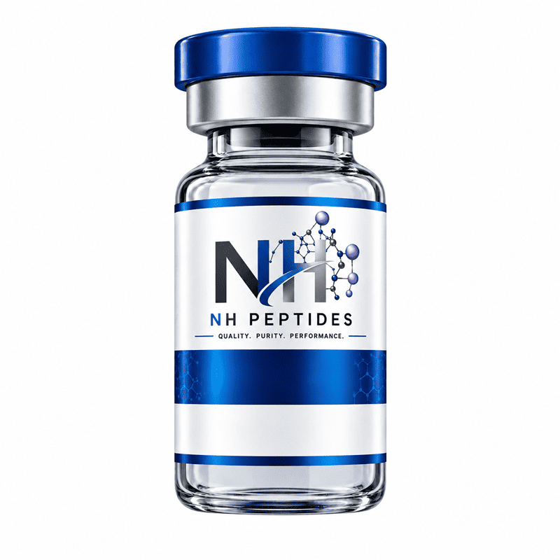 Empty clear glass vial with a blue flip-off cap