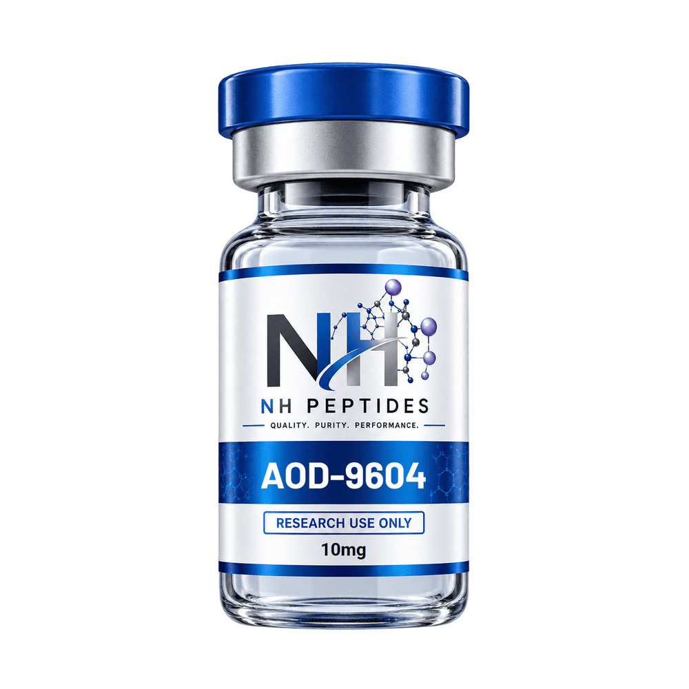 Vial of NH Peptides AOD-9604 10mg lyophilised powder