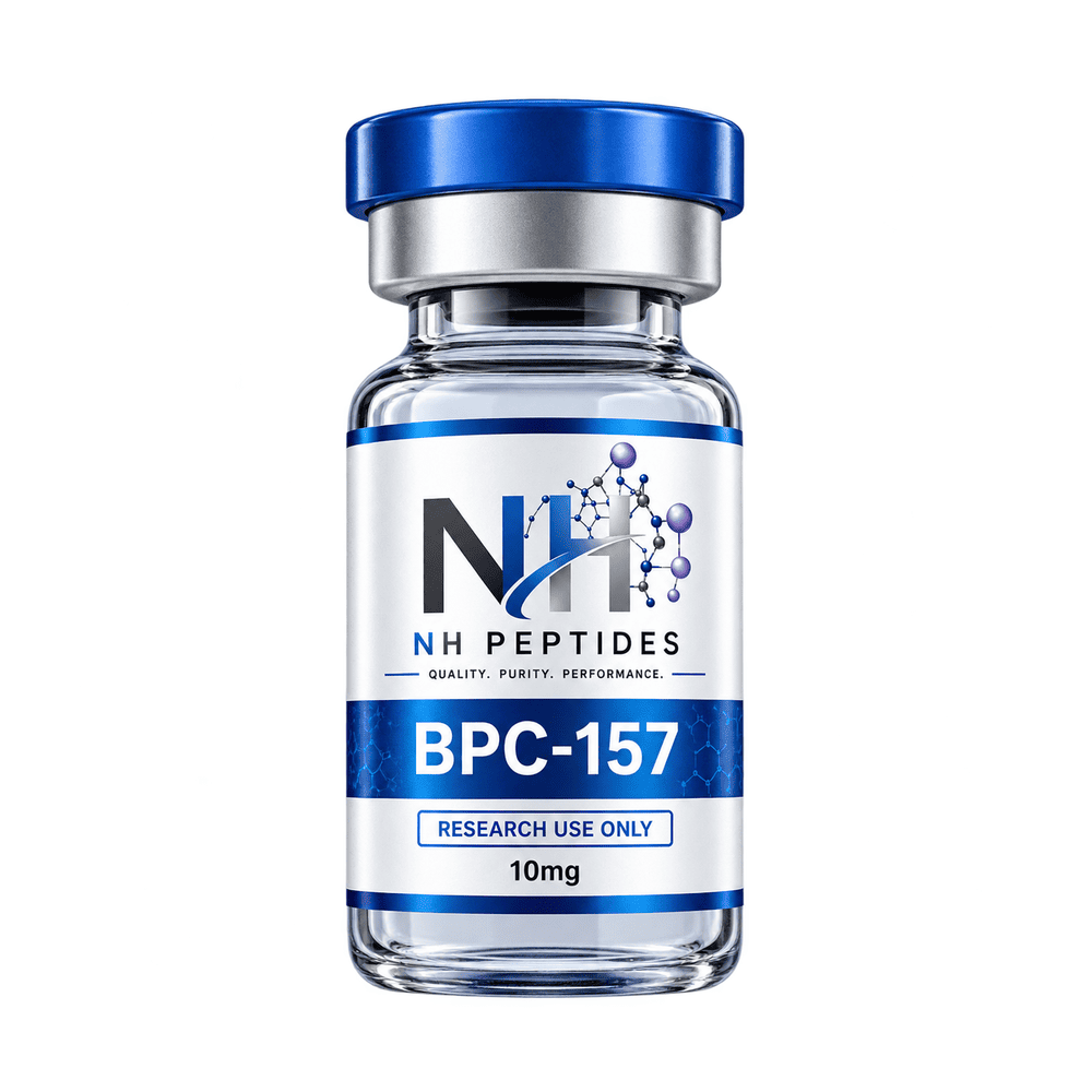 Vial of NH Peptides BPC-157 10mg lyophilised powder