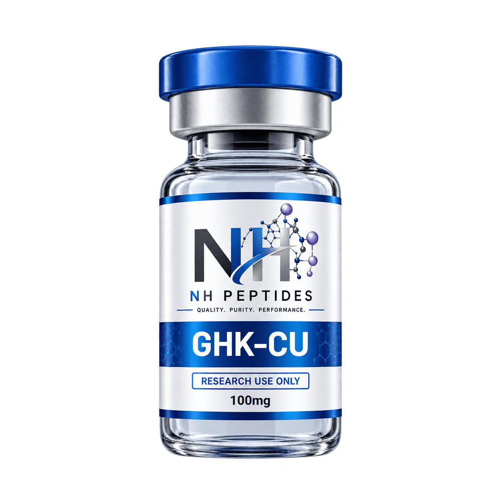 Vial of NH Peptides GHK-Cu 100mg lyophilised powder