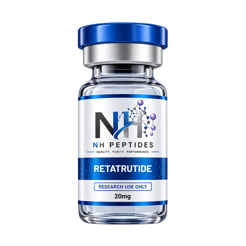 Vial of NH Peptides Retatrutide 20mg lyophilised powder